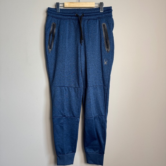 Spyder Active Men's Elastic Waist Fleece Jogger Sweatpants Blue‎ Medium Athletic - Picture 1 of 14